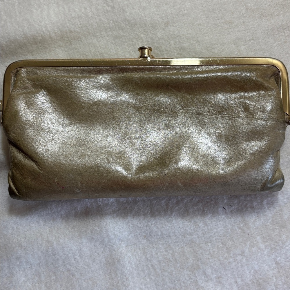 HOBO Kisslock Metallic Leather Lined Two-Way Wallet Clutch